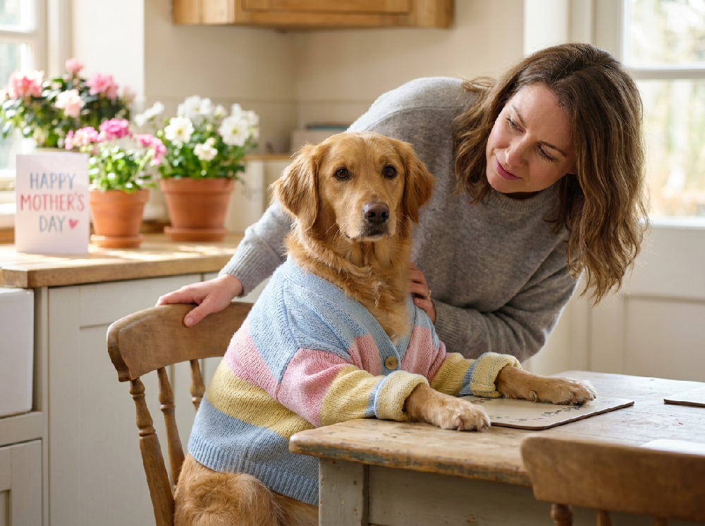 Lady acting like the dogs mother and humanizing the dog